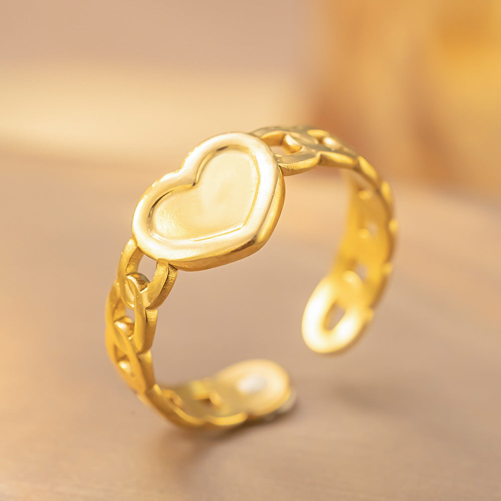 Bague Ouverte Ajustable en Acier Titane Retro - Élégance et Simplicité