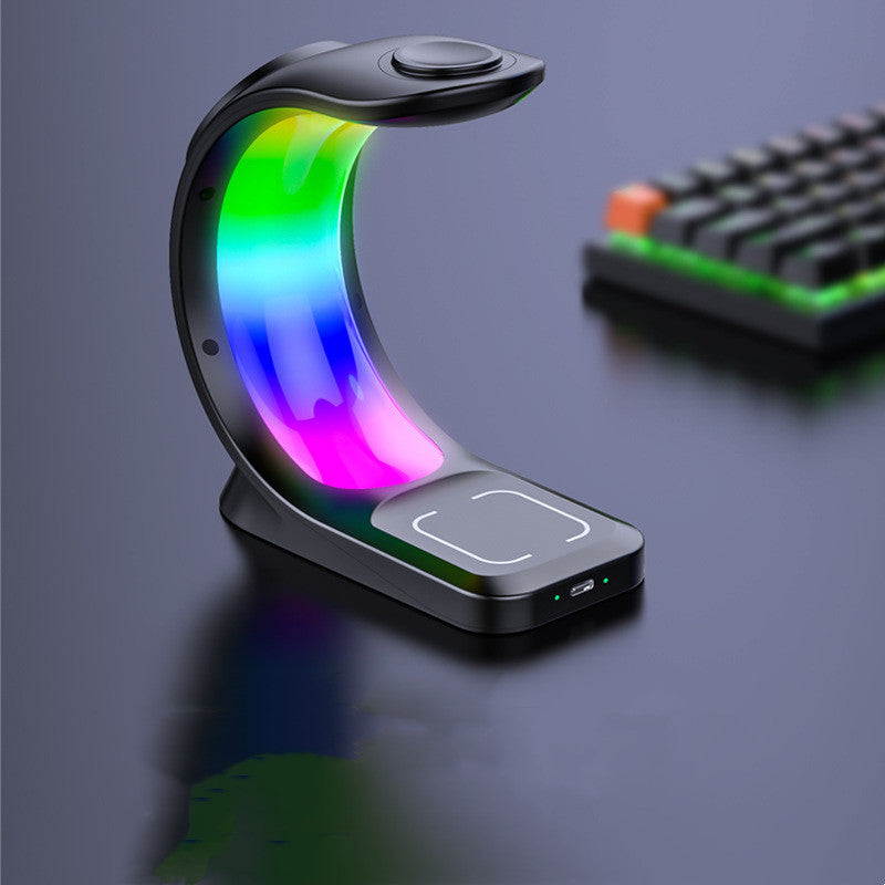 Chargeur Magnétique Sans Fil 4 en 1 avec Éclairage RGB pour Smartphone