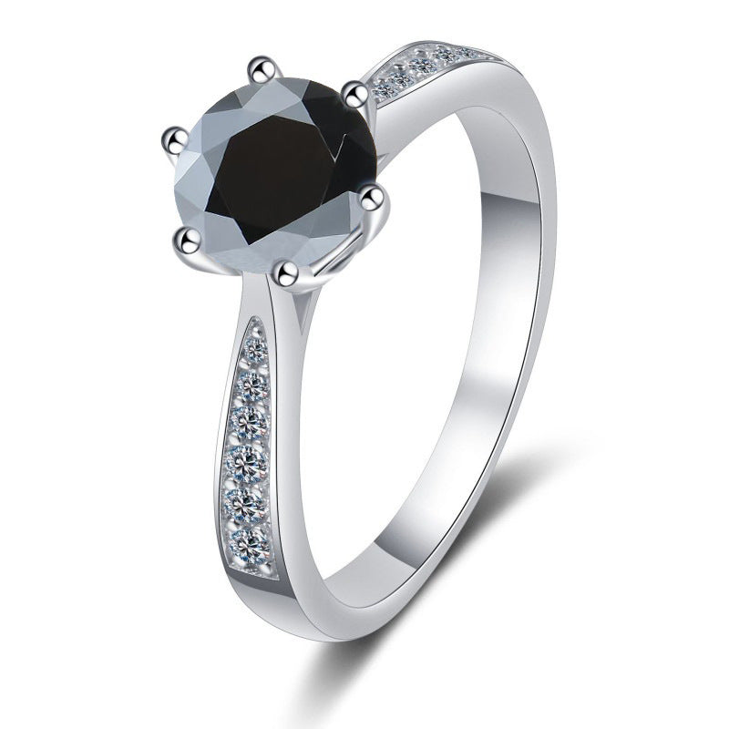 Bague en Moissanite Classique à Six Griffes en Argent S925