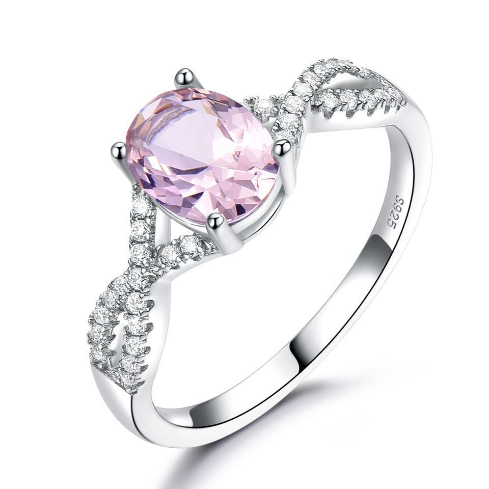 Bague en Argent Sterling avec Oval Nano Morganite pour Femmes - Allomarc.com