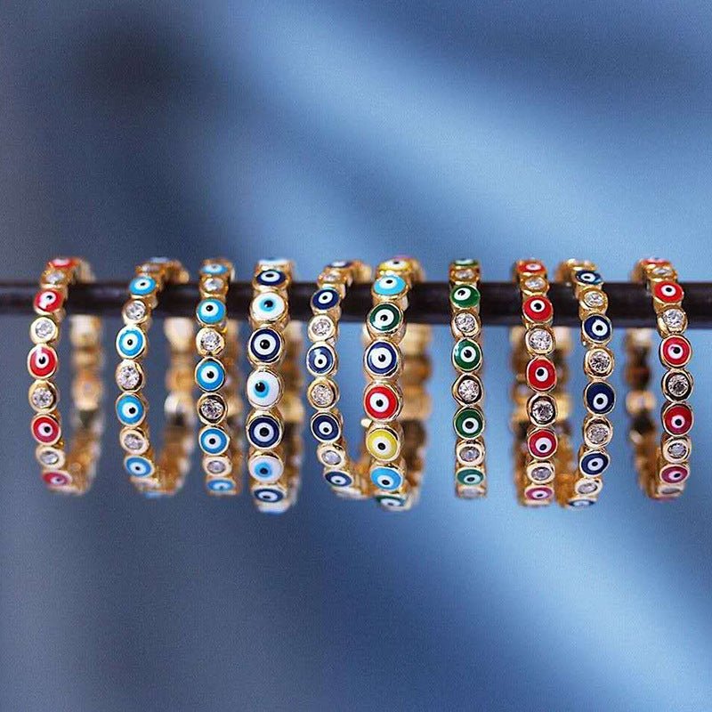 Bague en Huile Peinte avec Œil de Diable Plaqué Or - Allomarc.com