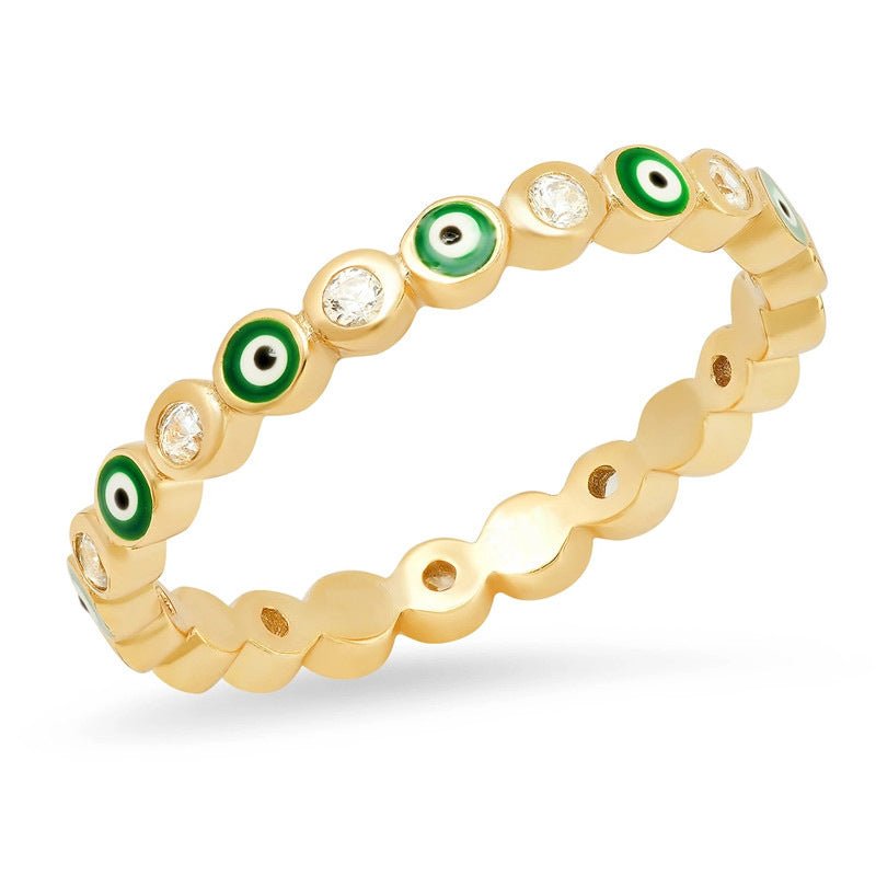 Bague en Huile Peinte avec Œil de Diable Plaqué Or - Allomarc.com