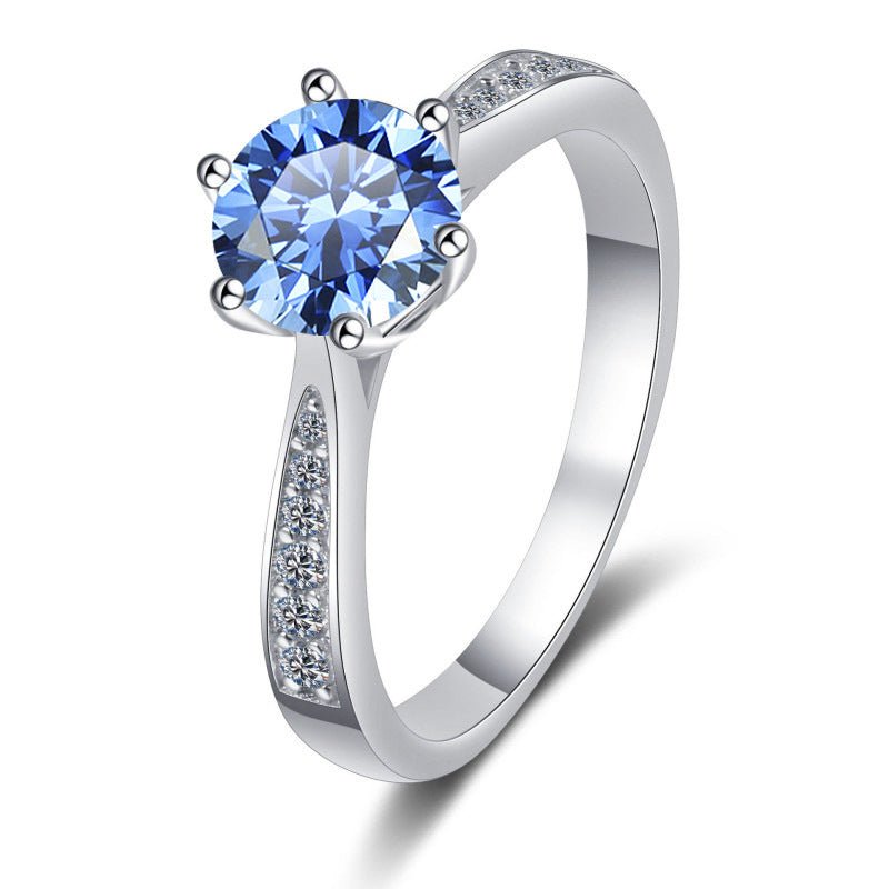 Bague en Moissanite Classique à Six Griffes en Argent S925 - Allomarc.com