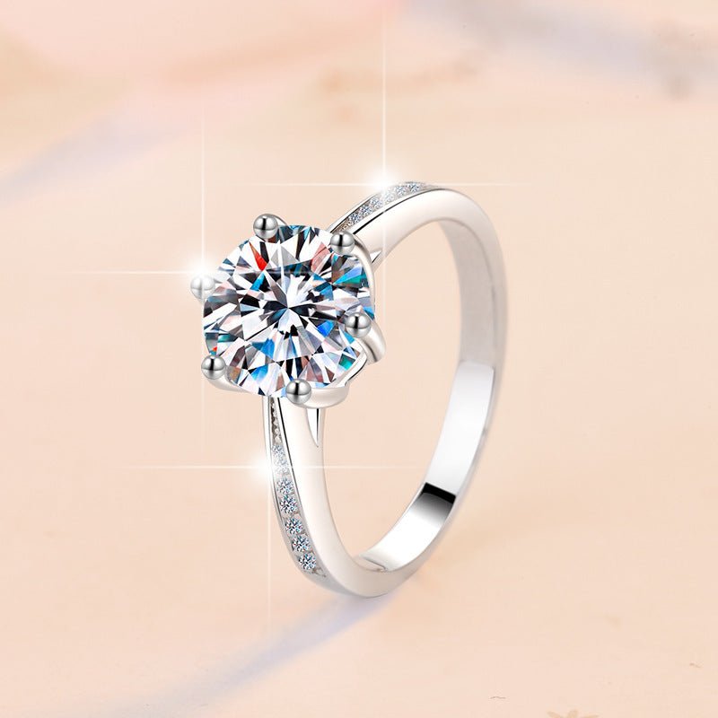 Bague en Moissanite Classique à Six Griffes en Argent S925 - Allomarc.com