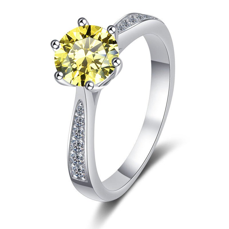 Bague en Moissanite Classique à Six Griffes en Argent S925 - Allomarc.com