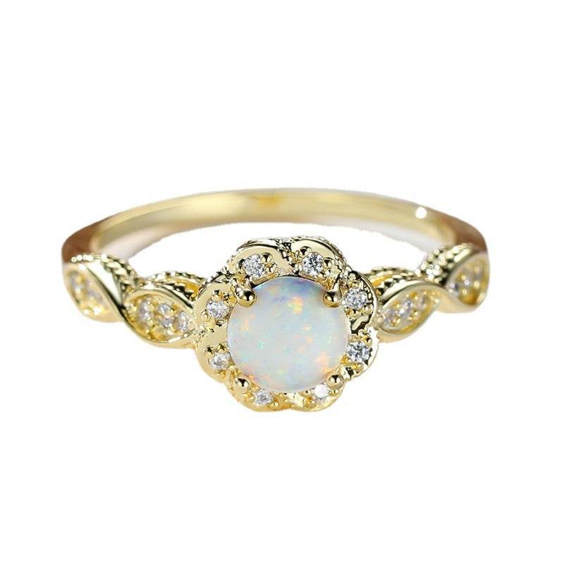 Bague Fleur Opale Platine - Allomarc.com