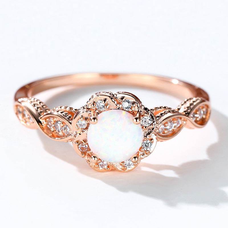 Bague Fleur Opale Platine - Allomarc.com