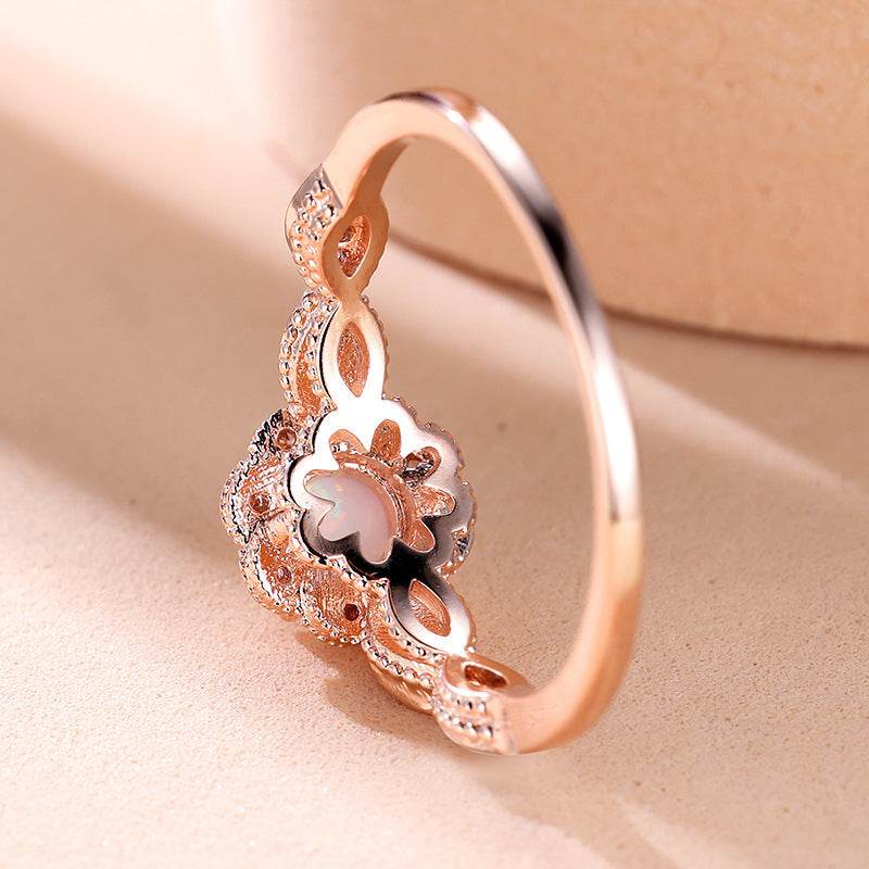 Bague Fleur Opale Platine - Allomarc.com