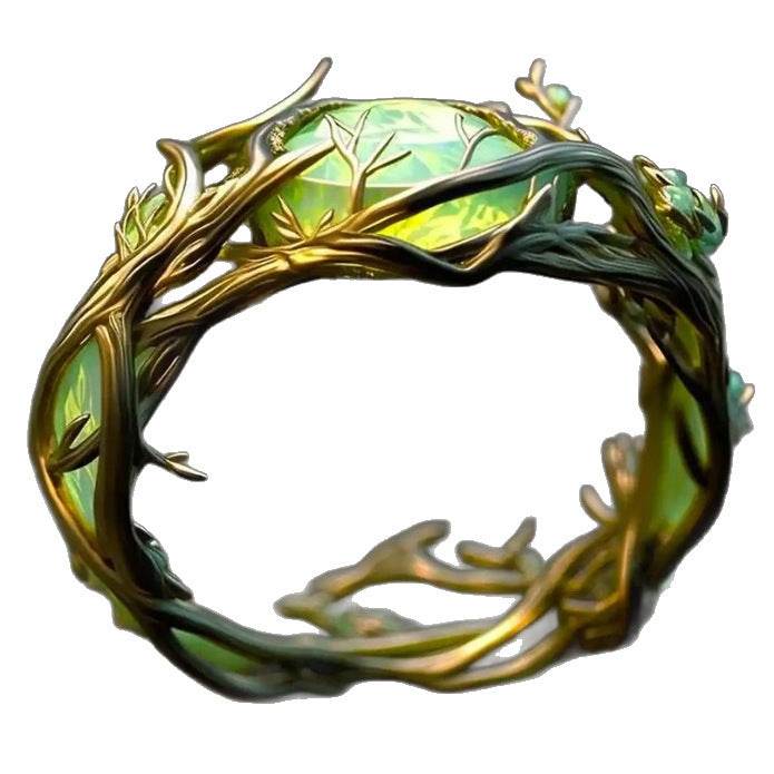 Bague Oval en Malachite Incrustée de Jade Vintage - Allomarc.com