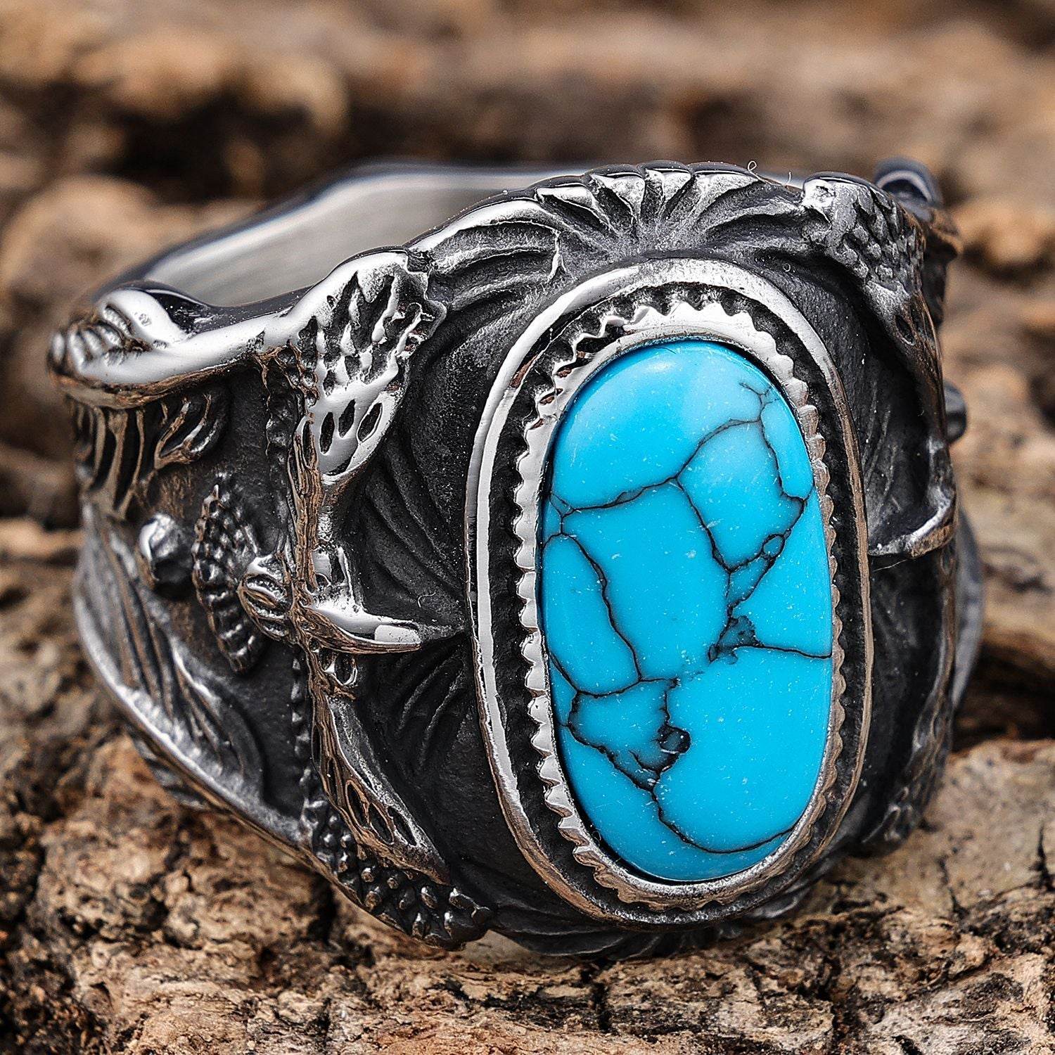 Bague Personnalisée en Turquoise Éagle - Allomarc.com