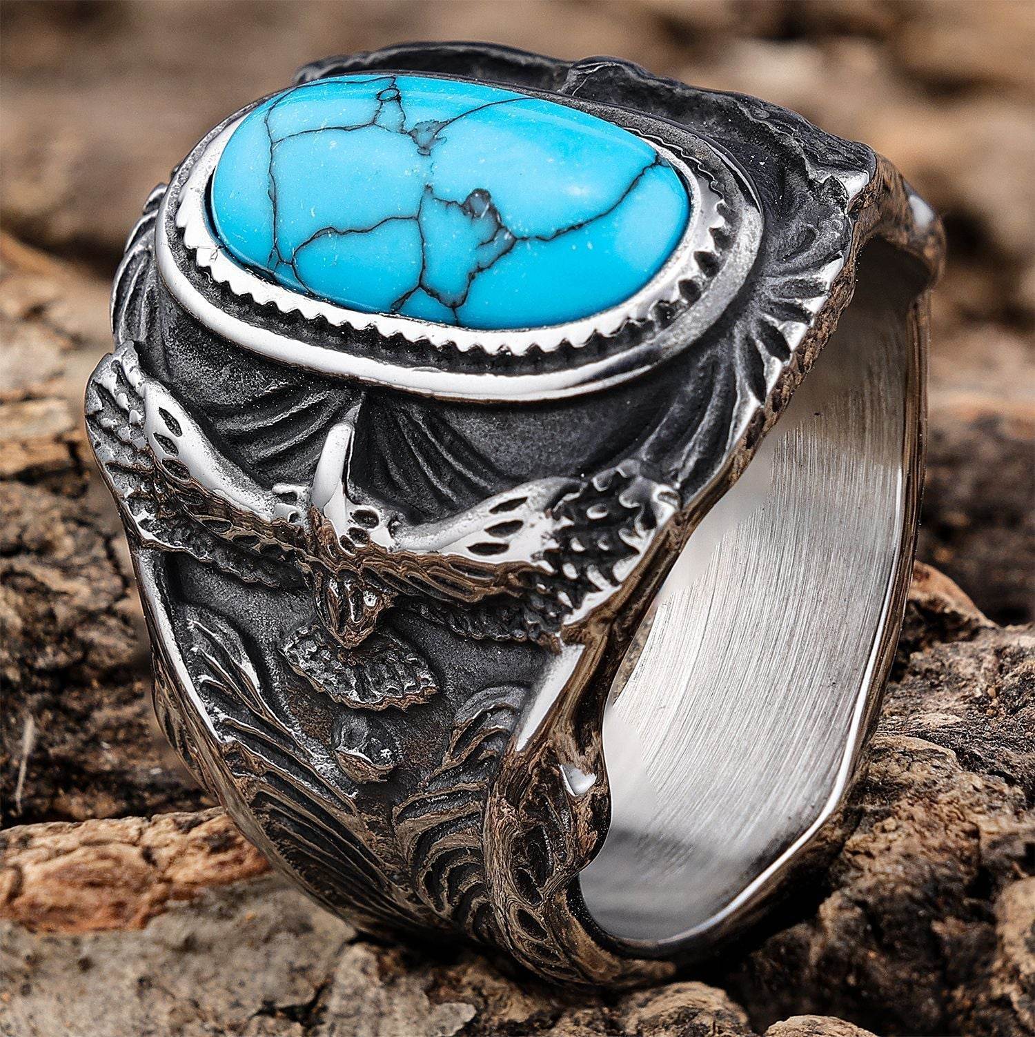 Bague Personnalisée en Turquoise Éagle - Allomarc.com