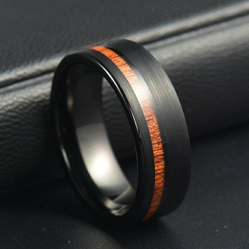 Bague Vintage en Acier Inoxydable et Bois de Rose - Allomarc.com