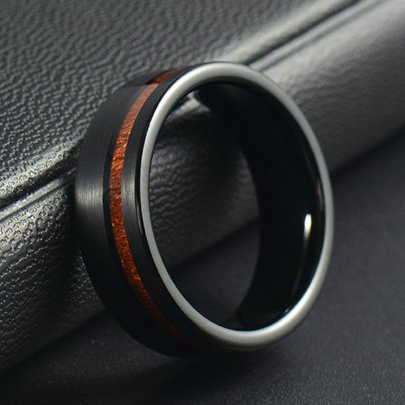 Bague Vintage en Acier Inoxydable et Bois de Rose - Allomarc.com