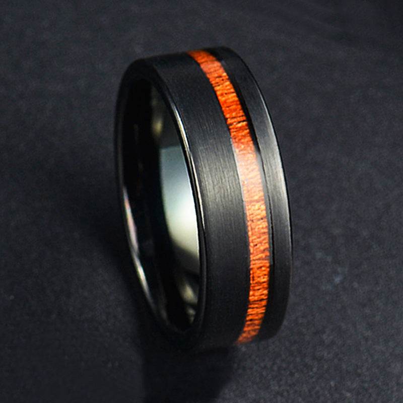 Bague Vintage en Acier Inoxydable et Bois de Rose - Allomarc.com