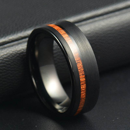 Bague Vintage en Acier Inoxydable et Bois de Rose - Allomarc.com