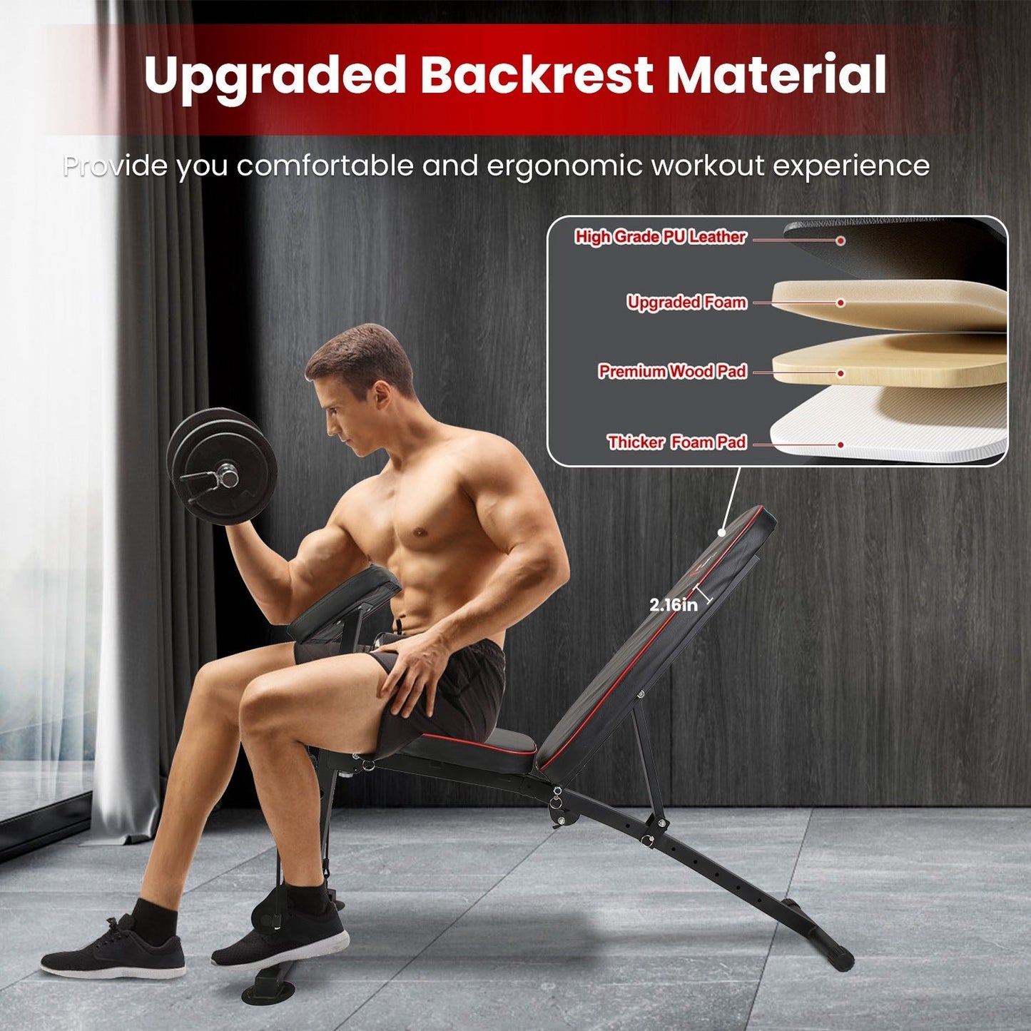 Banc de Musculation Ajustable avec Accessoires pour Gym à Domicile - Allomarc.com