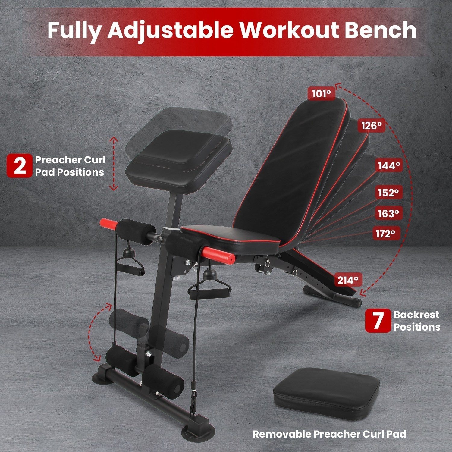 Banc de Musculation Ajustable avec Accessoires pour Gym à Domicile - Allomarc.com