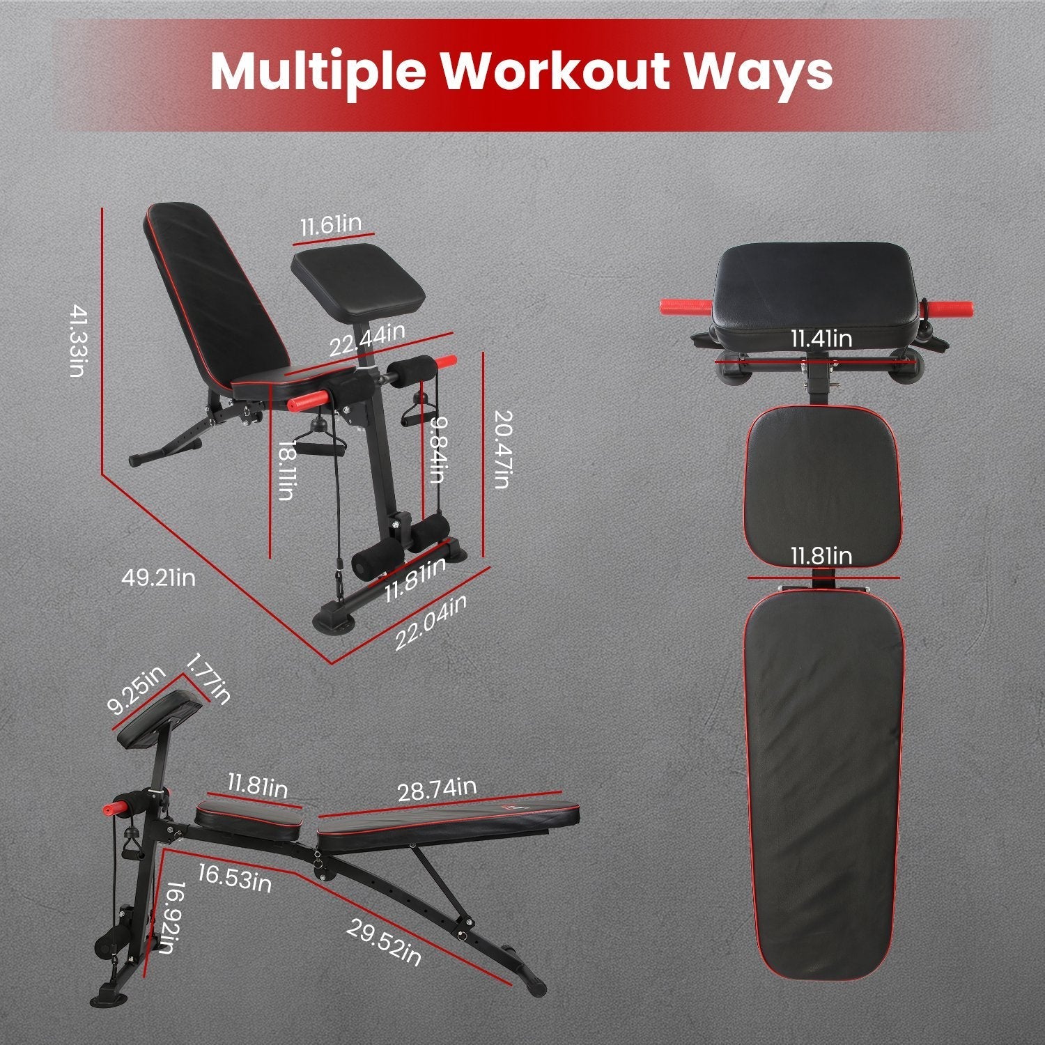 Banc de Musculation Ajustable avec Accessoires pour Gym à Domicile - Allomarc.com