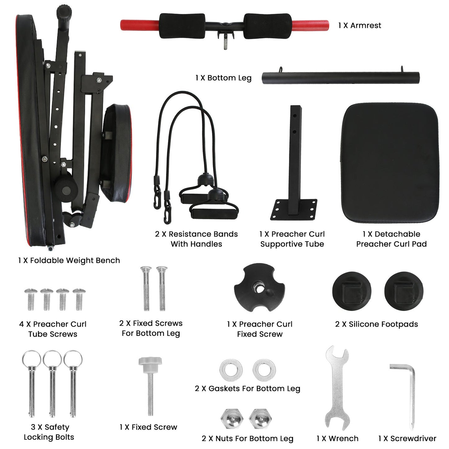 Banc de Musculation Ajustable avec Accessoires pour Gym à Domicile - Allomarc.com