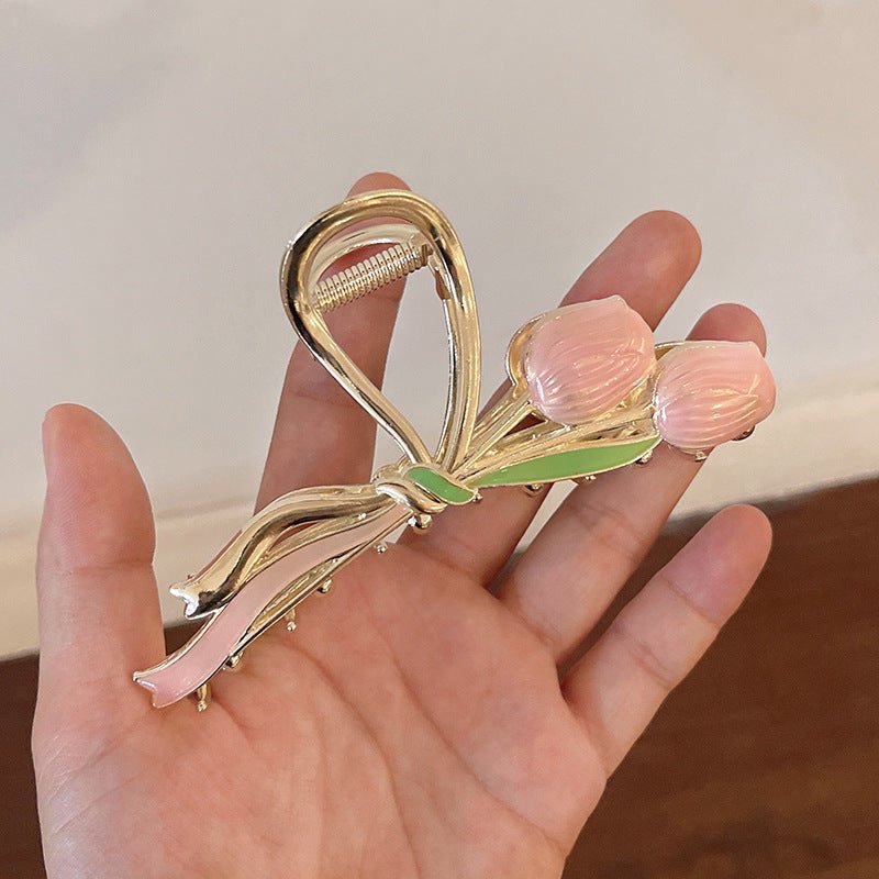 Barrettes Élégantes en Métal avec Design de Tulipe à Huile - Allomarc.com
