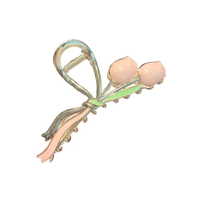 Barrettes Élégantes en Métal avec Design de Tulipe à Huile - Allomarc.com