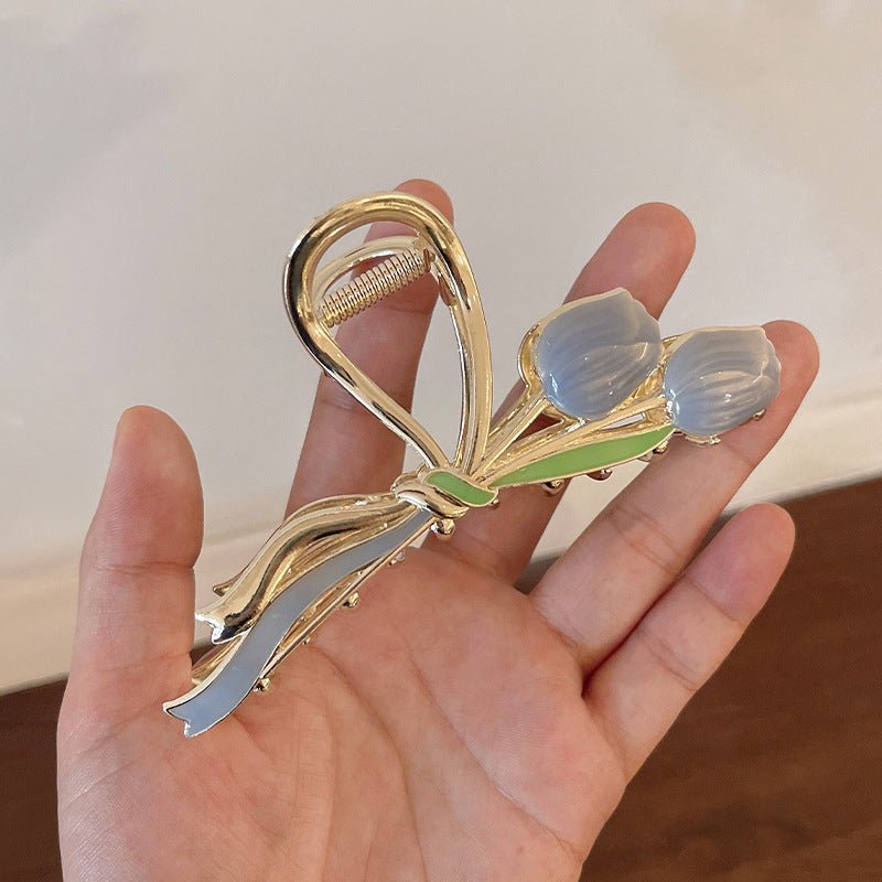 Barrettes Élégantes en Métal avec Design de Tulipe à Huile - Allomarc.com