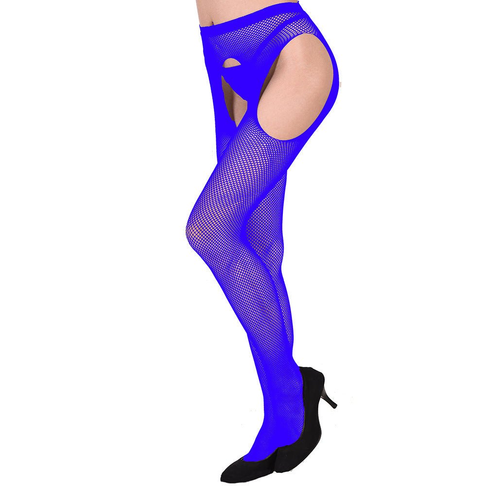 Bas en Soie Crotchless à Quatre Côtés en Maille pour Femmes - Allomarc.com