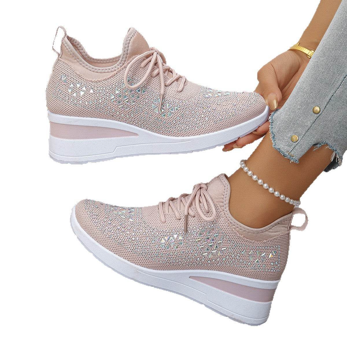 Baskets Femme à Lacets avec Strass - Allomarc.com