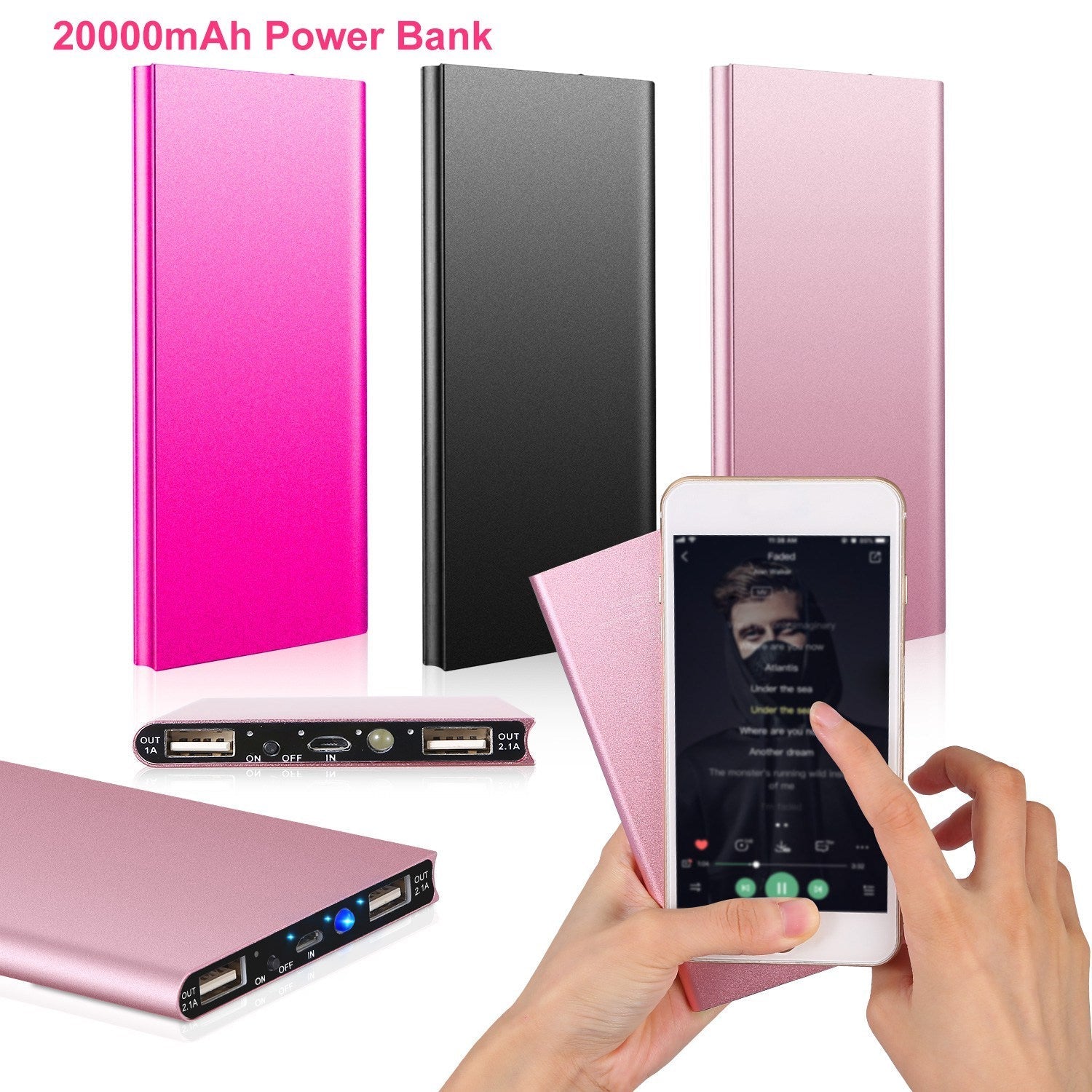 Batterie Externe Ultra - Fine 20000mAh avec Chargeur Double USB - Allomarc.com