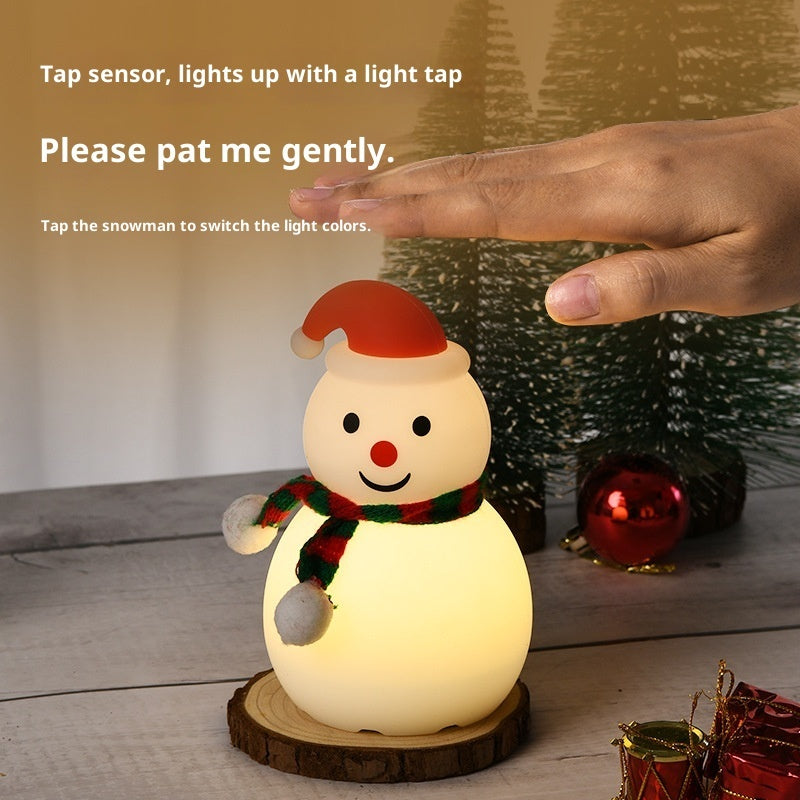 Lampe de Nuit Noël Bonhomme de Neige en Silicone avec Audio Bluetooth