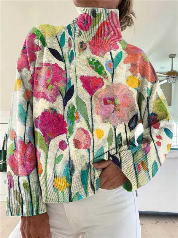 Pull En Col Roulé Imprimé Pour Femmes - Noël