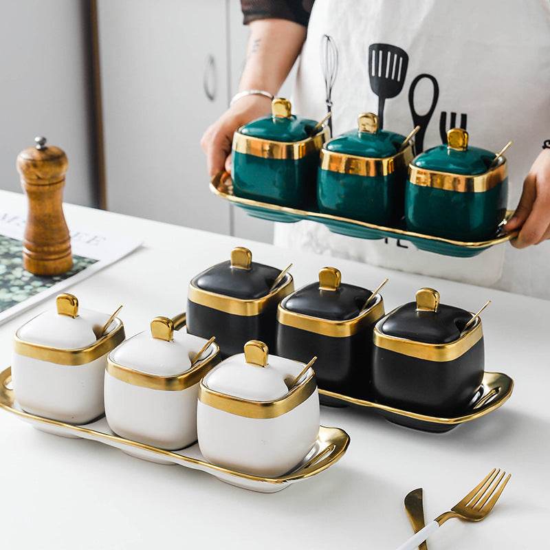 Bocal en Céramique Vert Foncé pour Sel et Sucre - Allomarc.com