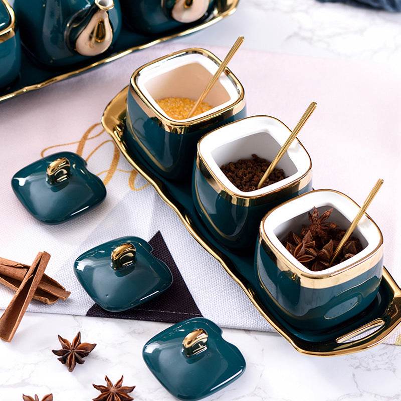 Bocal en Céramique Vert Foncé pour Sel et Sucre - Allomarc.com