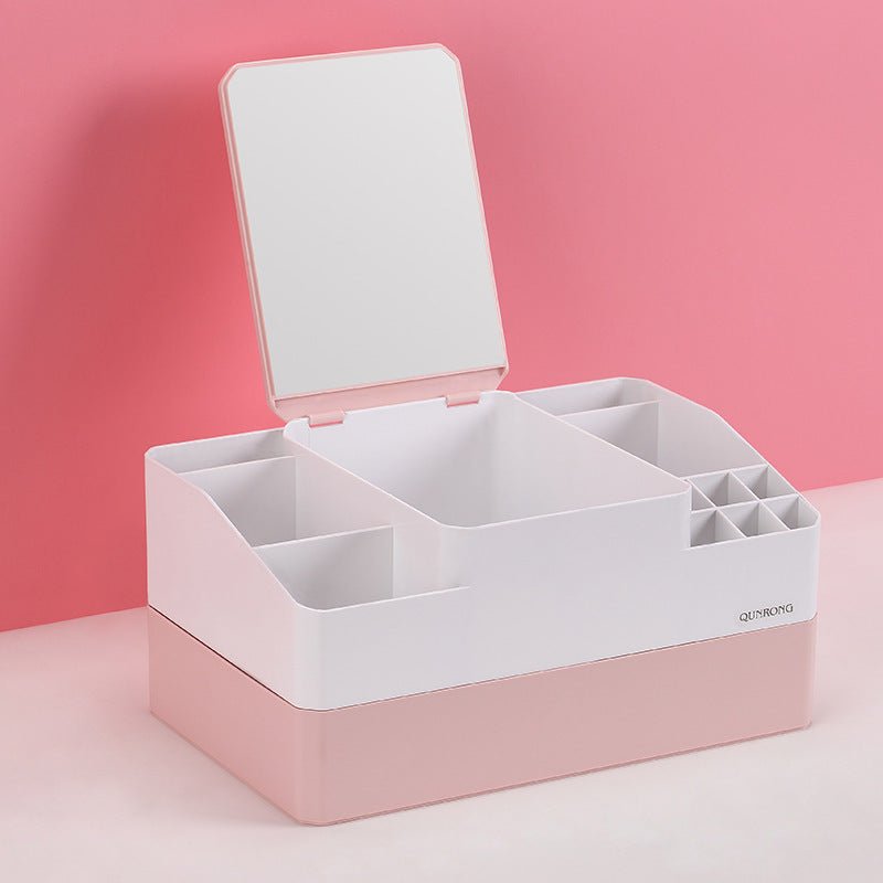Boîte en plastique avec miroir et support pour rouge à lèvres - Allomarc.com