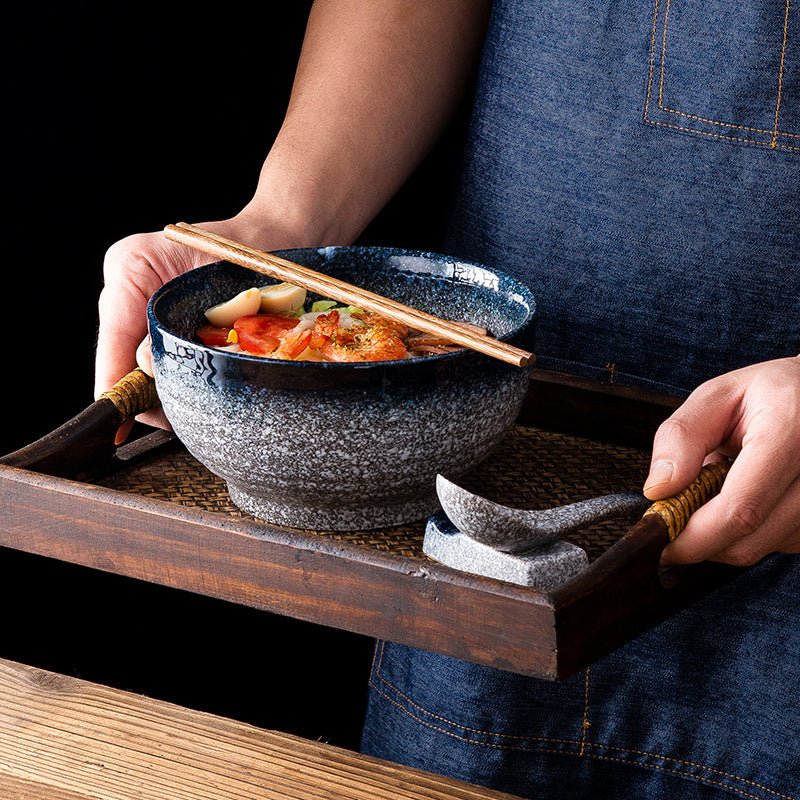 Bol à Ramen en Céramique de Style Japonais avec Baguettes et Cuillère - Allomarc.com