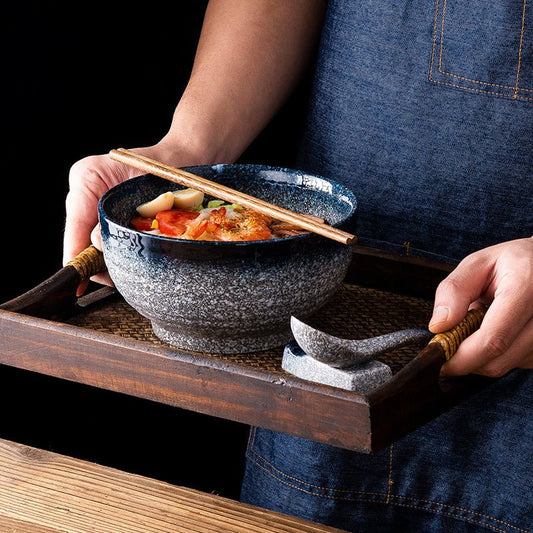 Bol à Ramen en Céramique de Style Japonais avec Baguettes et Cuillère - Allomarc.com