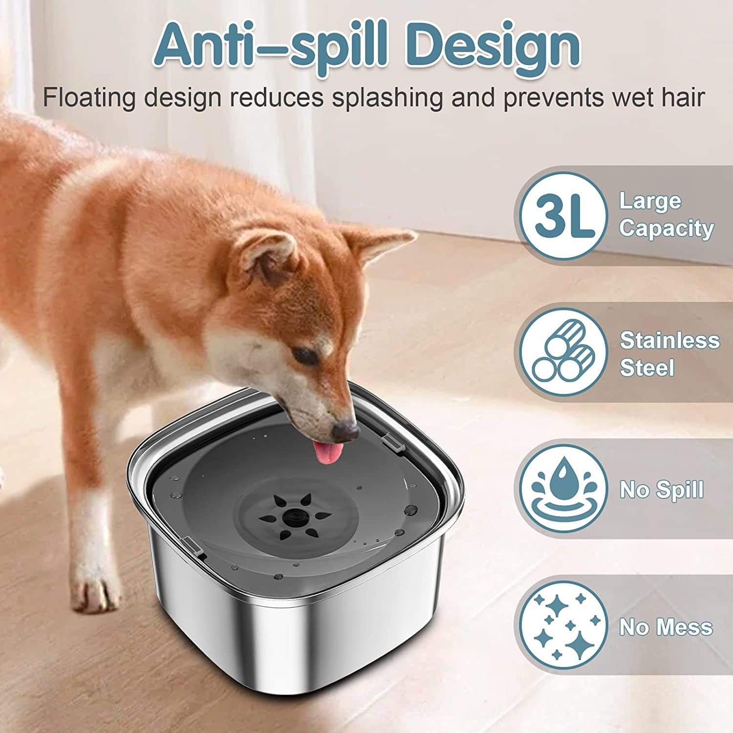 Bol d'eau en acier inoxydable pour animaux de compagnie - Grande capacité avec flotteur - Allomarc.com