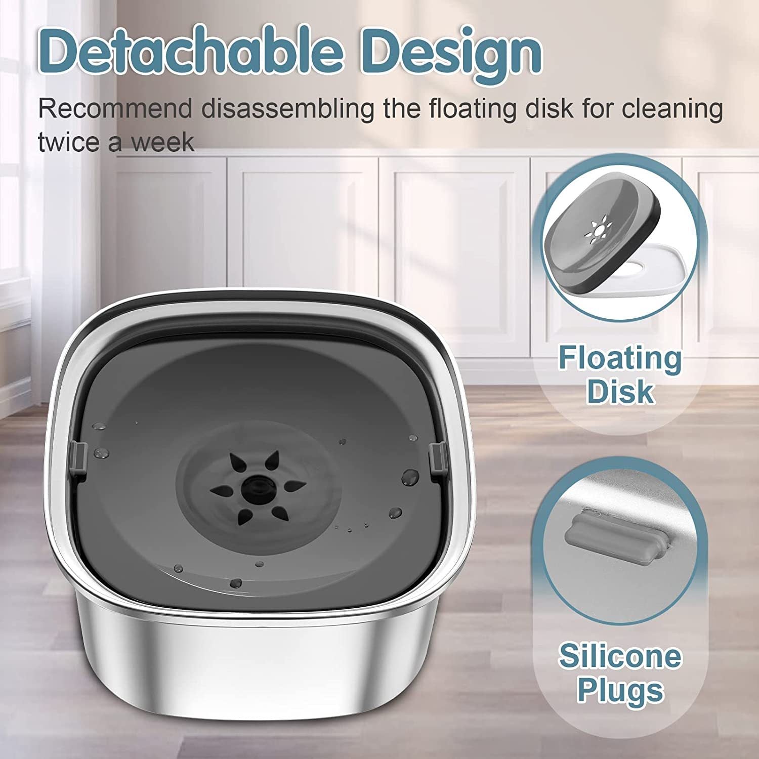 Bol d'eau en acier inoxydable pour animaux de compagnie - Grande capacité avec flotteur - Allomarc.com