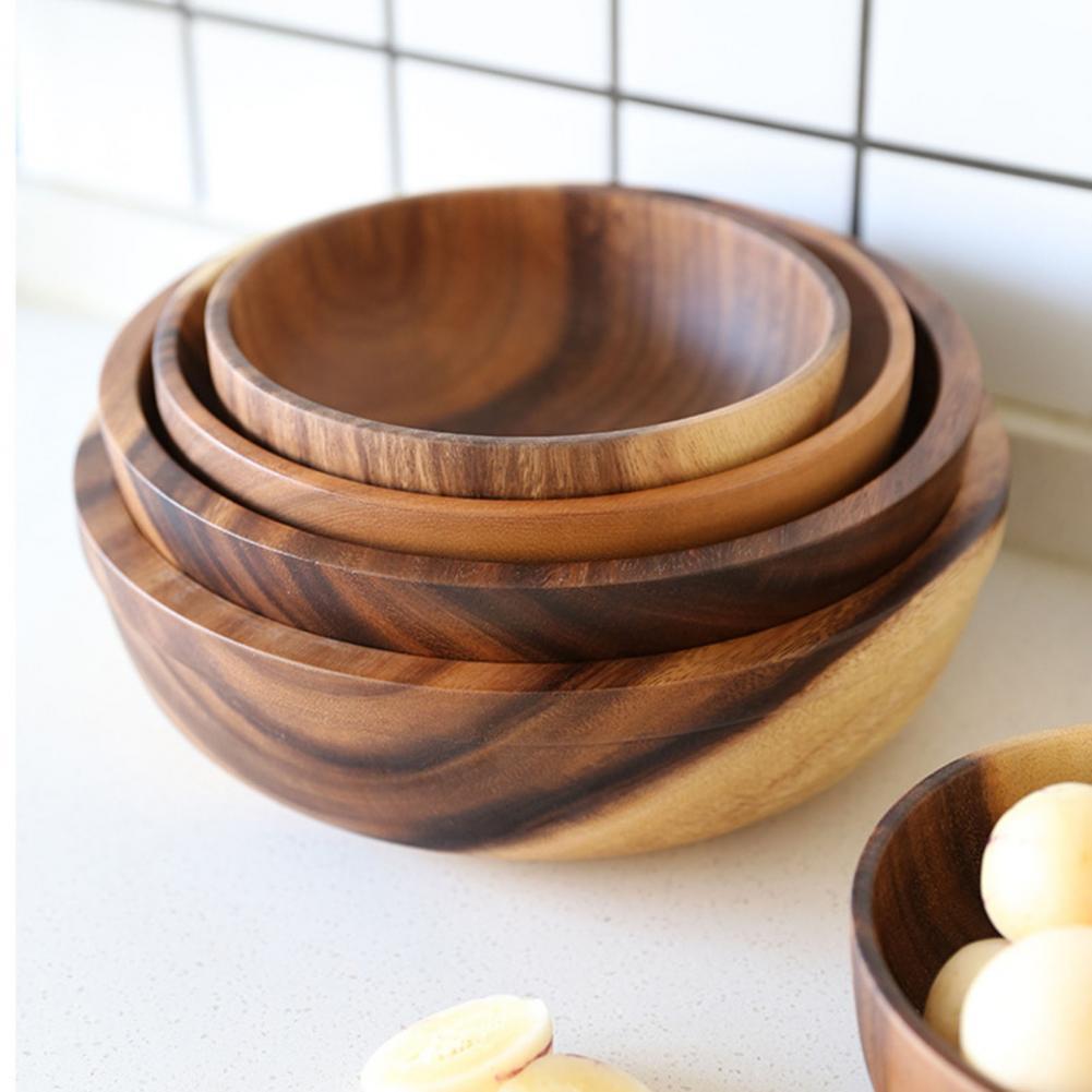 Bol en Bois Naturel pour Fruits et Salades - Conteneur Alimentaire en Bois pour Maison et Restaurant - Allomarc.com