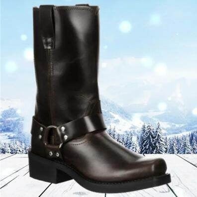 Bottes de Cowboy pour Hommes Vintage avec Boucle de Ceinture et Bague Hautes - Allomarc.com