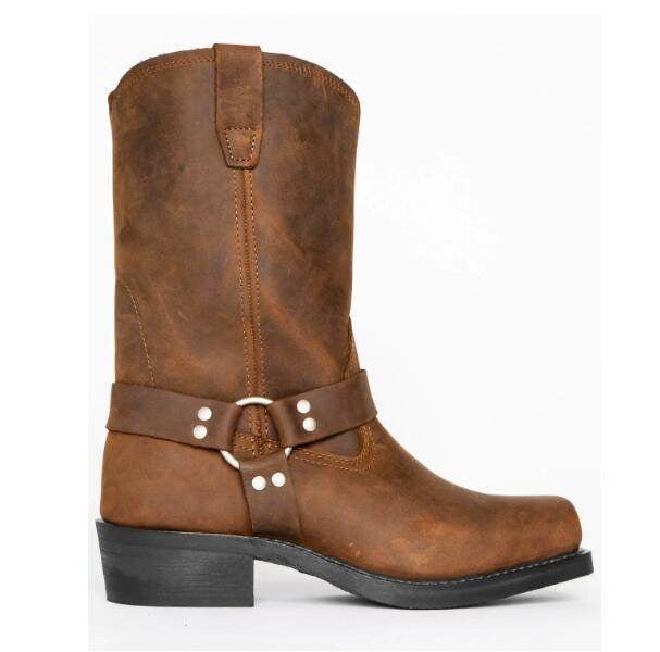Bottes de Cowboy pour Hommes Vintage avec Boucle de Ceinture et Bague Hautes - Allomarc.com