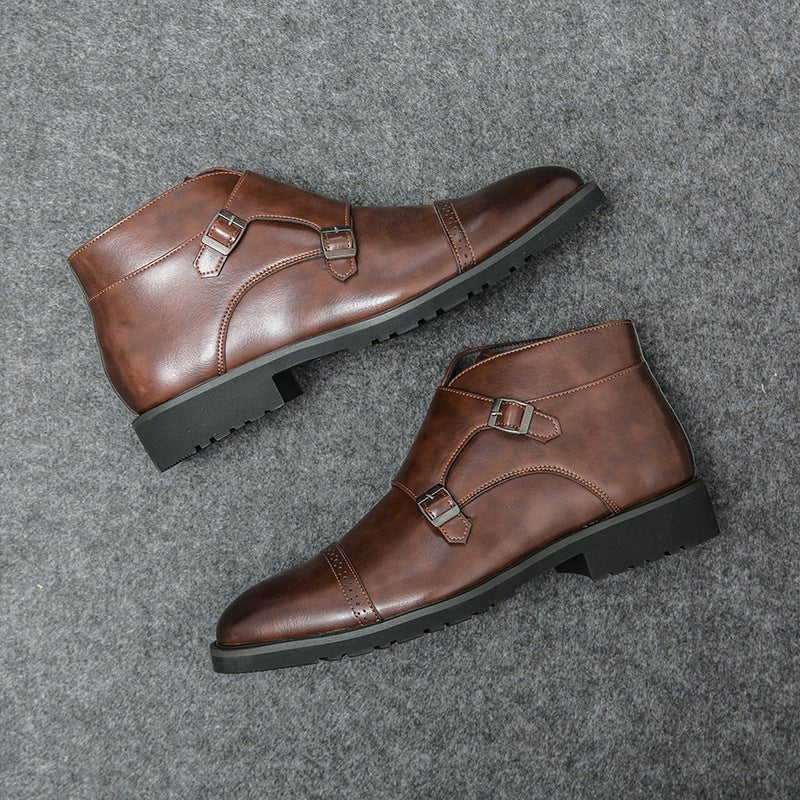 Bottes Martin en Cuir Retro pour Hommes avec Bout Pointu - Style Décontracté et Extérieur - Allomarc.com