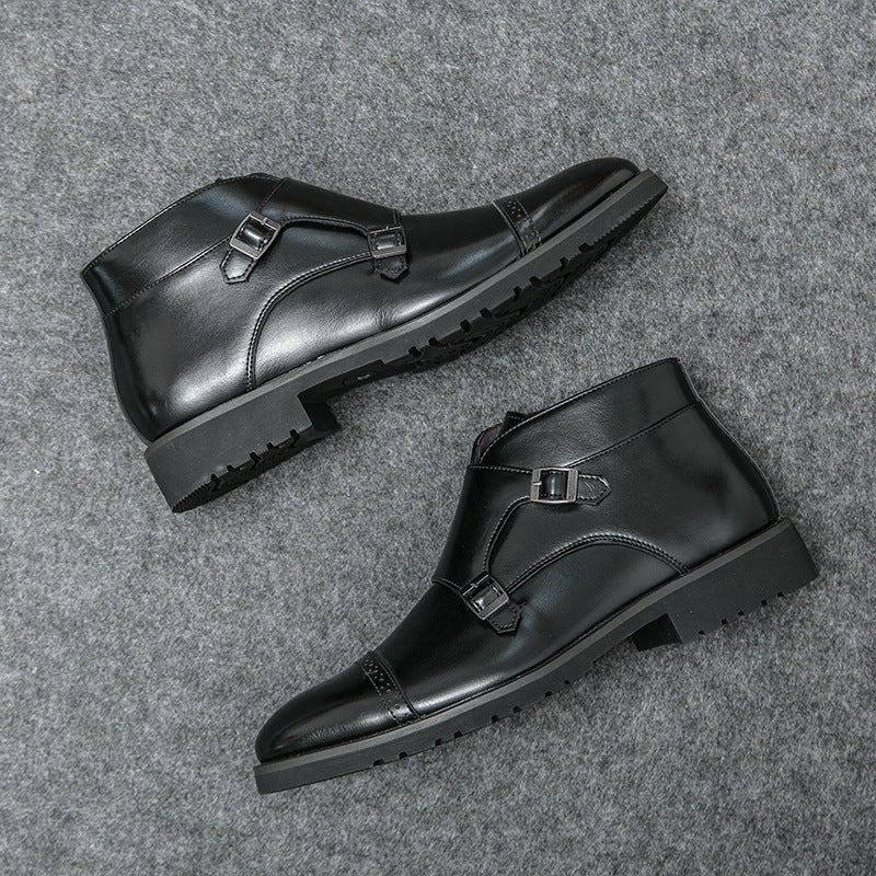 Bottes Martin en Cuir Retro pour Hommes avec Bout Pointu - Style Décontracté et Extérieur - Allomarc.com