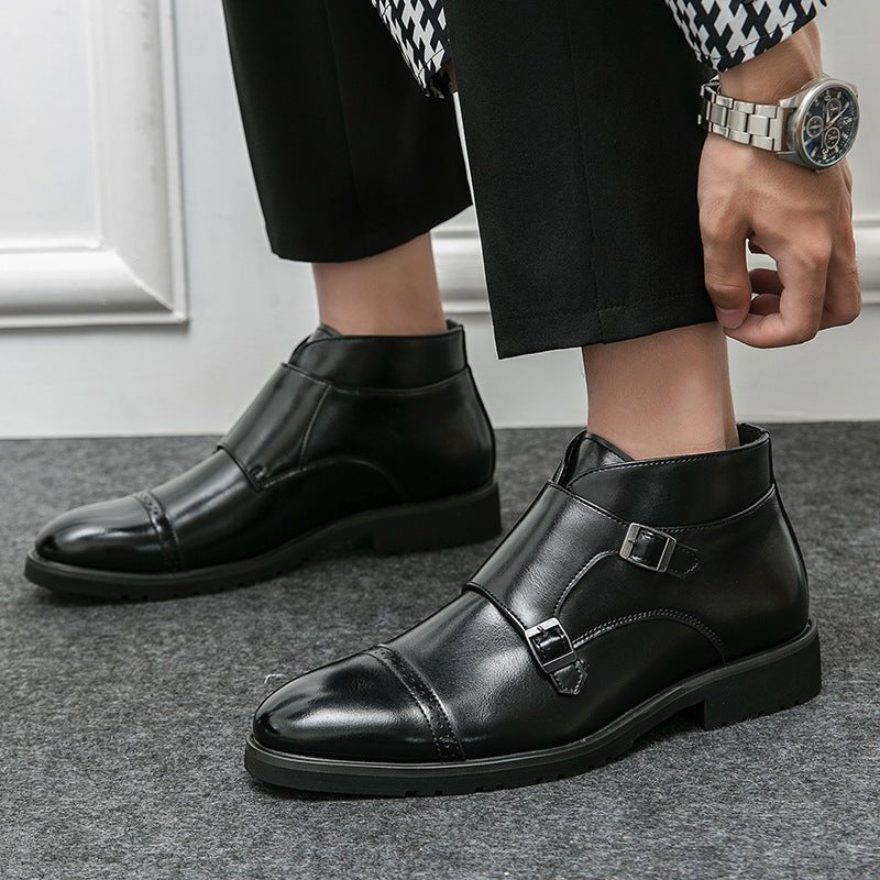 Bottes Martin en Cuir Retro pour Hommes avec Bout Pointu - Style Décontracté et Extérieur - Allomarc.com