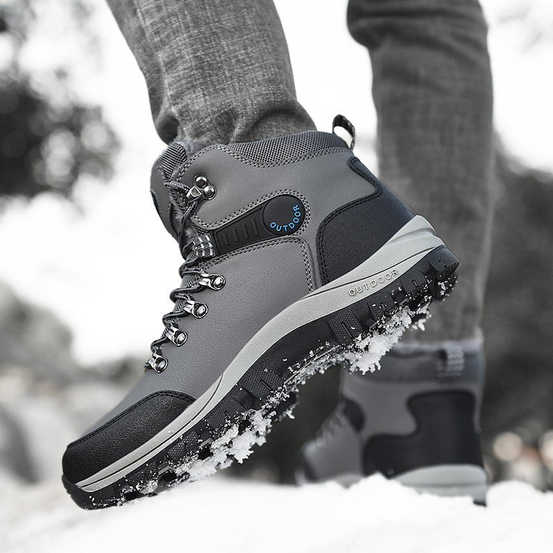 Bottes Neige Hiver Hommes Chaud En Velours Bottes Cheville Randonnée Lacées - Allomarc.com