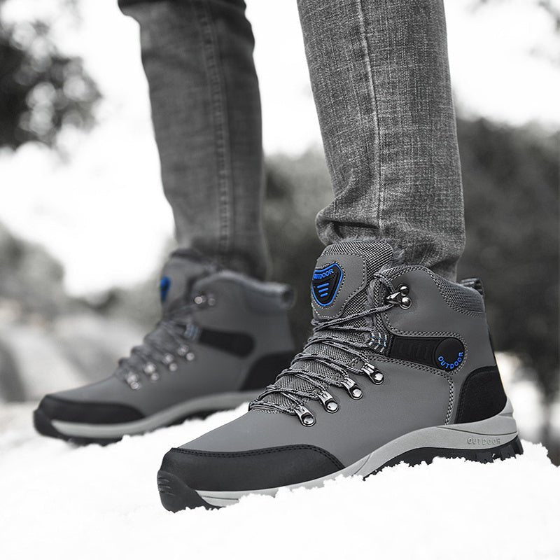 Bottes Neige Hiver Hommes Chaud En Velours Bottes Cheville Randonnée Lacées - Allomarc.com