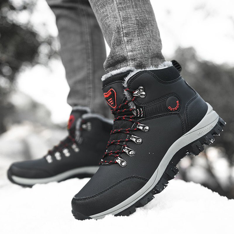 Bottes Neige Hiver Hommes Chaud En Velours Bottes Cheville Randonnée Lacées - Allomarc.com