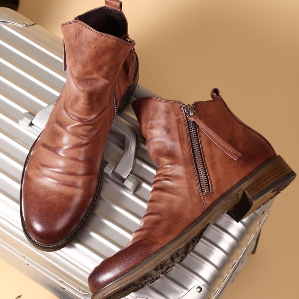Bottines en Cuir pour Hommes - Chaussures Casual Chelsea - Allomarc.com