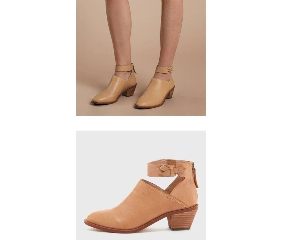 Bottines Femme Découpées avec Boucle et Zip à l'Arrière – Cuir, Casual - Allomarc.com