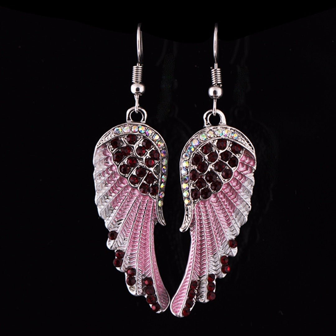 Boucles d'oreilles en ailes d'ange avec diamants - Allomarc.com
